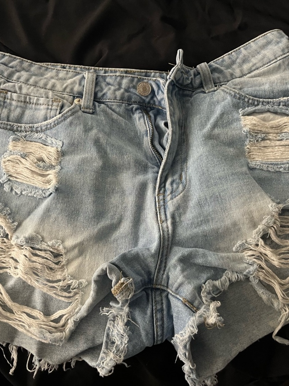 Light Wash Distressed Denim Shorts